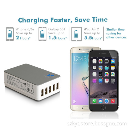 Portable 5 port desktop usb chargers,multi port usb home chargers with smart IC